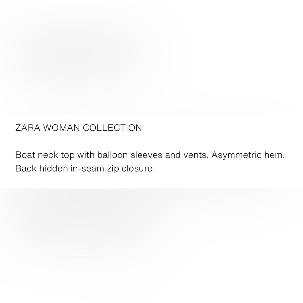 Zara NWT ZW collection Ivory Zara woman collection balloon sleeve top - Picture 5 of 12